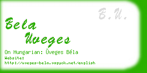 bela uveges business card